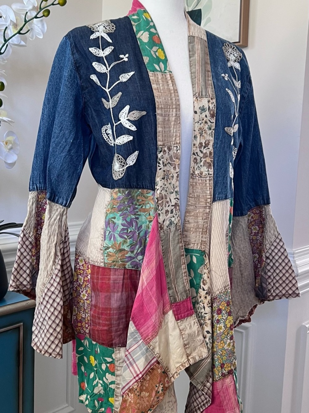 Flash Sale! NWT Young Threads Mixed Media Open Front Kimono/Jacket - Size S - Picture 3 of 15